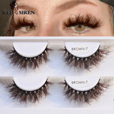 RED SIREN Brown Fluffy Mink Lashes 2026 New Design Luxurious Soft Natural Strip Lashes Cosplay Mink False Eyelashes Supplies