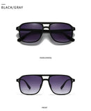 SO&EI Fashion Double Bridges Square Rivets Women Sunglasses Retro Men Gradient Shades UV400 Sun Glasses