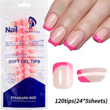 120/240Pcs French Short Square False Nails 12-Sizes Full Cover Press On Nail Glossy French Fake Fingertips for Women DIY Nails &