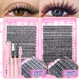 DIY Lash Extension Kit Clusters Individual Eyelashes Kit 9-16mm with Bond and Seal Wispy Natural Mange Lashes