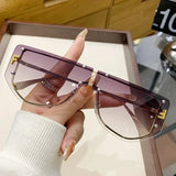 Sunglasses Integrated Frame High-end Frameless New Sunglasses Metal Polygonal Fashion Glasses 90288
