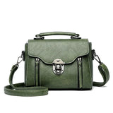 Vintage Turn-Lock Square Satchel Bag for Women | Classic PU Leather Shoulder & Crossbody Handbag (Everyday Tote, Secure Travel Purse)