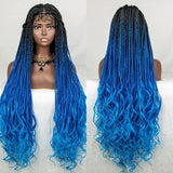 36" Water Wave Braided Wig | Lace Front | Baby Hair | Long Braids