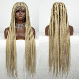 36" Orange Knotless Box Braids Wig | Transparent Full Lace | Baby Hair