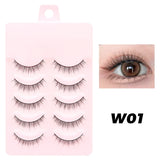 DINGSEN Fake Eyelash Anime Lashes 5 Pairs Little Devil Eyelashes Natural Daily Makeup Manga Eyelashes Clear Band Eyelashes