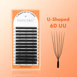 MASSCAKU U-shaped 3D 4D 5D Eyelash Extensions C D Curl U Shaped W Bloom Premade Fans Volume Lashes Natural Mink False Eyelashes
