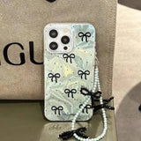 Bowknot Butterfly Pearl Polka Dot Case For iPhone 16 13 15 Pro 12 14 11 Pro Max 16E 7 8 Plus XS Max X XR SE 2020 Girl Cover