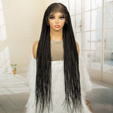 36" Full Lace Afro Cornrow Wig | Knotless Box Braids | Kanekalon Hair | For Black Women