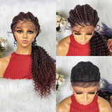28" Blonde Knotless Cornrow Braids Wig with Curly Ends | Lace Frontal | Baby Hair