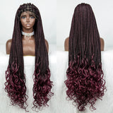 36" Water Wave Braided Wig | Lace Front | Baby Hair | Long Braids