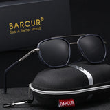 BARCUR Sunglasses Men’s Polygon Fashionable Frame – Polarized UV400 Protection for Summer Driving Outdoor and Casual Wear – Stylish Comfortable Thickened Striped Design with TAC Lenses