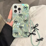 Bowknot Butterfly Pearl Polka Dot Case For iPhone 16 13 15 Pro 12 14 11 Pro Max 16E 7 8 Plus XS Max X XR SE 2020 Girl Cover