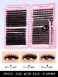 GROINNEYA Lash Clusters Kit Cat Lashes 640 Pcs with Lash Bond & Seal Cluster Eyelash Extensions Eyelash Clusters Kit DIY at Home