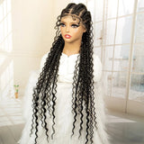 Boho Cornrow & Knotless Box Braids Wig | Full Lace | Kanekalon Hair | Women's Braided Wig