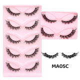 DINGSEN 5 Pairs Cat Eyelashes Fluffy Cat Lashes Fake Eyelash Wispy Natural Look long Mink Eyelashes Strip Lashes Cat Eye Lashes