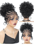 10" Braided Wig with Buns | Cornrow Braids | Full Lace | Ponytail | Synthetic Wig for Black Women