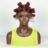 Short Cute 350 Color Bantu Knotless Braids Wig | Transparent Full Lace | Baby Hair