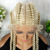 36" 27/613 Blonde Cornrow Braided Wig | Lace Frontal Box Braids | Synthetic Wig with Baby Hair for Black Women