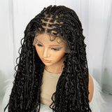 32" Boho Knotless Braided Wig | Bohemian Box Braids | Lace Front Wig with Baby Hair | Synthetic Hair