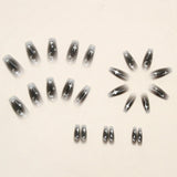 24pcs Y2k Star Press On Nails Gradient Black Mid-length Coffin False Nail Tips Full Cover Moon Designs Fake Nail For Cool Girls