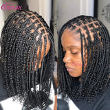 12" Curly Boho Braids Bob Wig | 360 Full Lace | Knotless Box Braids | Baby Hair