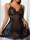 Transparent Sexy Underwear Women Nightdress Teddy Suspender Night Dress Erotic Set Plus Size Deep V Dress Hot Lingerie &Thong
