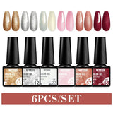 MTSSII 6PCS/Set Sparkly Red Roes Red Gel Nail Polish Shinning Nail Art LED UV Gel Varnish Nail Supplies Manicure Kit for Nails