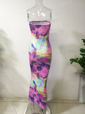 Spring And Summer Dresses For Women Chest Wrap Printed Off Shoulder Bandage Slim Sexy Long Dress 2023 New Fashion party MsChuh