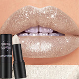 Chocolate Brown Luxurious Metallic Glitter Lipstick Long-Lasting Waterproof Non-Fade Shimmery Pearl Sparkling Lip Gloss Makeup