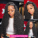 40 Inch Voluminous Deep Wave Human Hair Wig 250 High Density 13x4 13x6 HD Lace Frontal Durable Tangle Free Natural Real Hair Wigs for Women Daily Styling