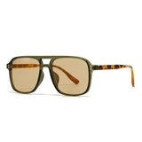 SO&EI Fashion Double Bridges Square Rivets Women Sunglasses Retro Men Gradient Shades UV400 Sun Glasses
