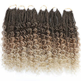 Ombre Goddess Box Braids Crochet Hair with Curly Ends | 14 Inch | 1-6 Packs