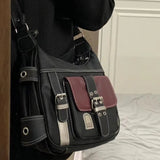 Y2K Vintage Crossbody Bag Women's Tote | High Quality PU Leather Shoulder Bag & Hip Hop Messenger Bag (Female Large Handbag Commuter)