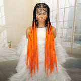 36" Big Knotless Box Braided Full Lace Wig | Cornrow Braiding Wig | Baby Hair | Synthetic Braids | For Women