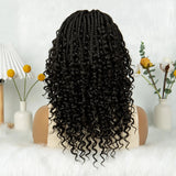 Short Bohemian Box Braids Wig | Full Lace | Curly Ends | Baby Hair | Synthetic Boho Wig