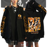 🏐 Haikyuu!! Karasuno High School Zip-Up Hoodie – Unisex Anime Streetwear