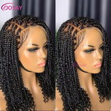 12" Curly Boho Braids Bob Wig | 360 Full Lace | Knotless Box Braids | Baby Hair