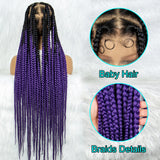 36" Orange Knotless Box Braids Wig | Transparent Full Lace | Baby Hair