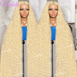 13x6 HD 613 Honey Blonde Deep Wave Lace Frontal Wigs 30 Inch Transparent Brazilian 13x4 Curly Colored Lace Front Human Hair Wigs