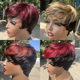 Short Pixie Cut Human Hair Wig with Bangs | Brazilian Remy, Machine Made
