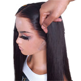 180D Straight Lace Front Wig Human Hair | Pre-Plucked 13x4 Brazilian Remy Frontal Wig (Light Brown Lace)