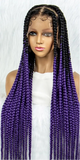 36" Orange Knotless Box Braids Wig | Transparent Full Lace | Baby Hair