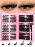 GROINNEYA Lash Clusters Kit Cat Lashes 640 Pcs with Lash Bond & Seal Cluster Eyelash Extensions Eyelash Clusters Kit DIY at Home
