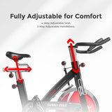 Health & Fitness Heavy-Duty Indoor Stationary Exercise Bike, 4-Way Adjustable Seat for Cycling Cardio workout at Home, Opt