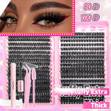 DIY Lash Extension Kit Clusters Individual Eyelashes Kit 9-16mm with Bond and Seal Wispy Natural Mange Lashes