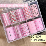 10Rolls Plaid Thousand-Bird Bow  Stars Nail Foils Transfer Paper  Nail Art Stickers  Manicure Set Decal  Nails Decoration