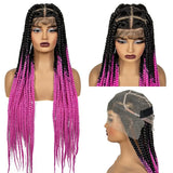 36" Orange Knotless Box Braids Wig | Transparent Full Lace | Baby Hair