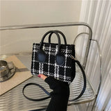 Women's Mini Handbag & Ladies Pouch | Fashion Check Pattern Shoulder Bag & Crossbody Messenger Bag (Lightweight Simple Elegant Tote)