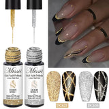 2/4/6pcs Reflective Glitter Liner Gel Nail Polish Set Pull Line Graffiti Painting Stripe DIY French Nails Design Painting Gel