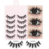 DINGSEN 5 Pairs Manga Lashes Eyes Lashes Soft Natural Long Eyelashes Fake Lashes Anime Wispy Strip False Eyelashes Makeup